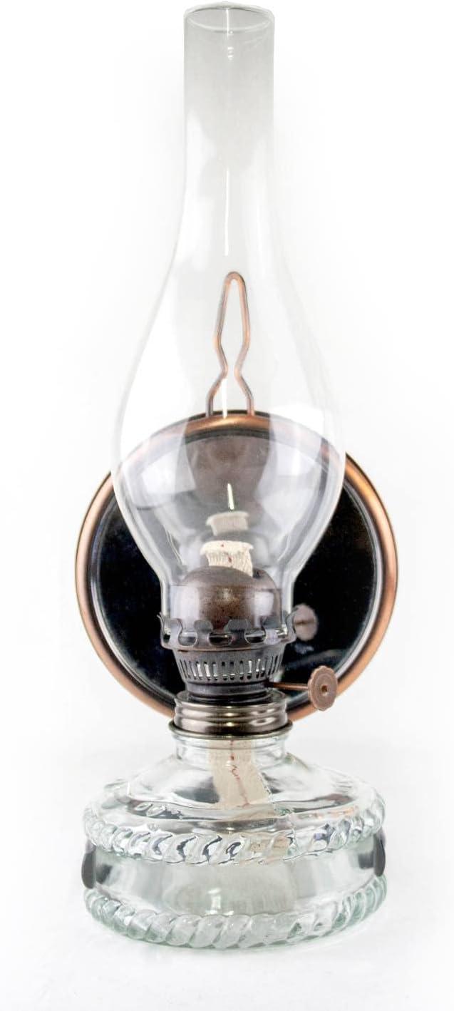 Lehman's Oil Lamp with Reflector - Securely Mounts to Wall or Free Stand on a Table, Indoor Kerosene or Oil Lantern for Emergencies or Power Outages, 12" with Reflector, Chimney and Wick