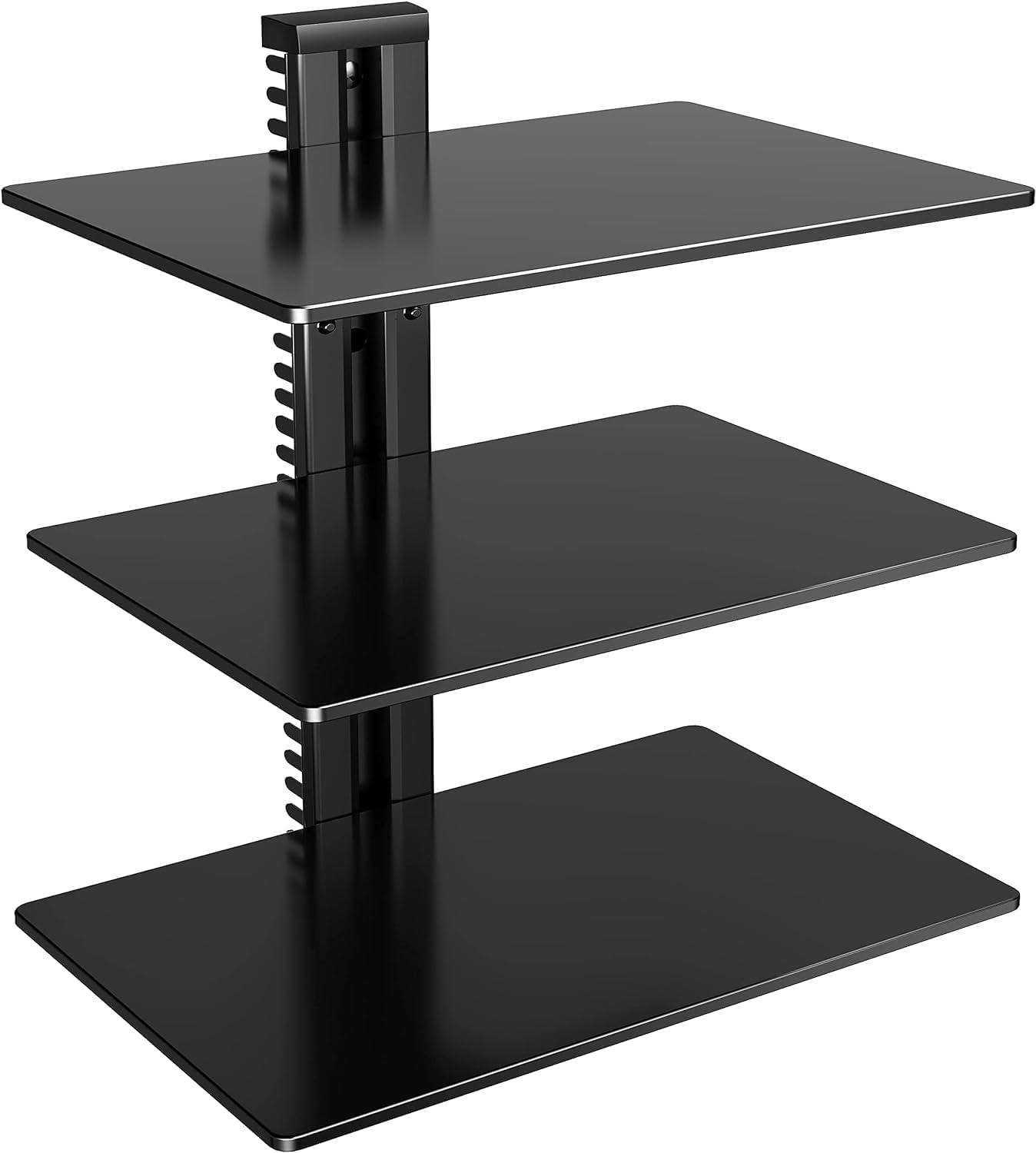 Black Tempered Glass Floating Wall Mounted Shelf