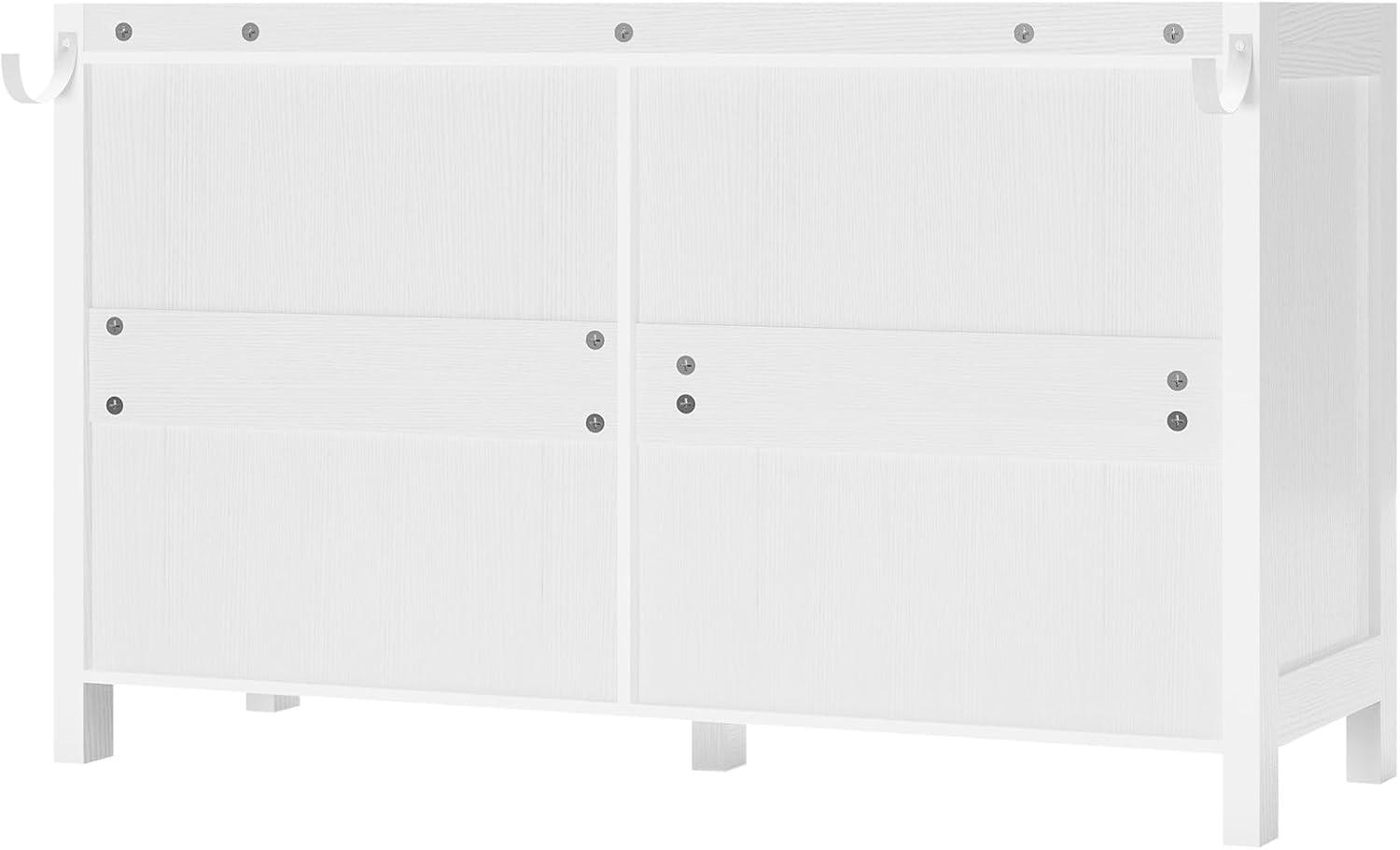 White Dresser with 6 Drawers for Bedroom, Modern Chest of Drawers Storage Dresser with LED Lights for Living Room