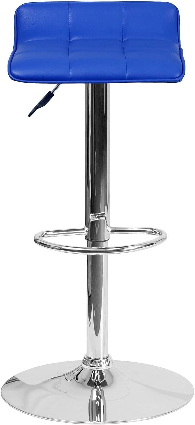 Flash Furniture Contemporary Black Vinyl Adjustable Height Barstool with Quilted Wave Seat and Chrome Base