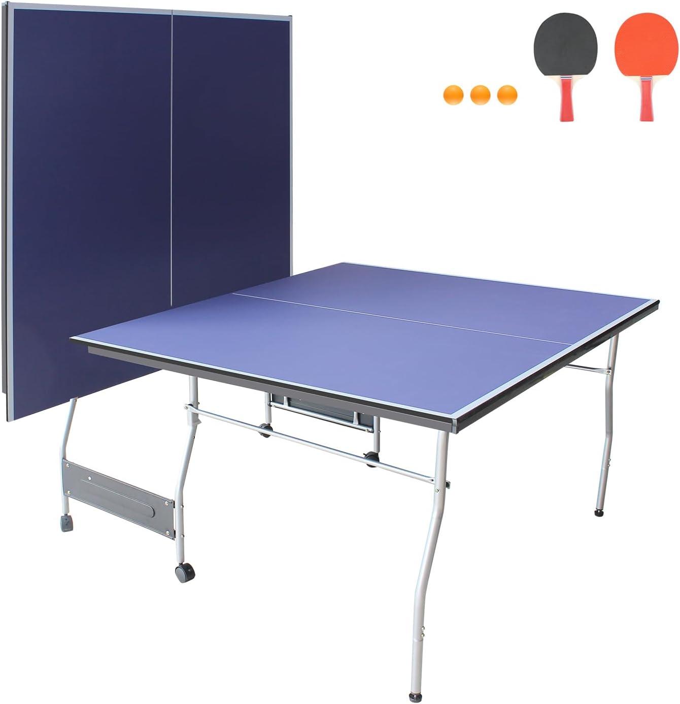 8ft Blue Aluminum Foldable Outdoor Table Tennis Set