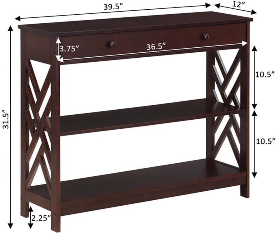 Convenience Concepts Titan 1 Drawer Console Table with Shelves, Espresso