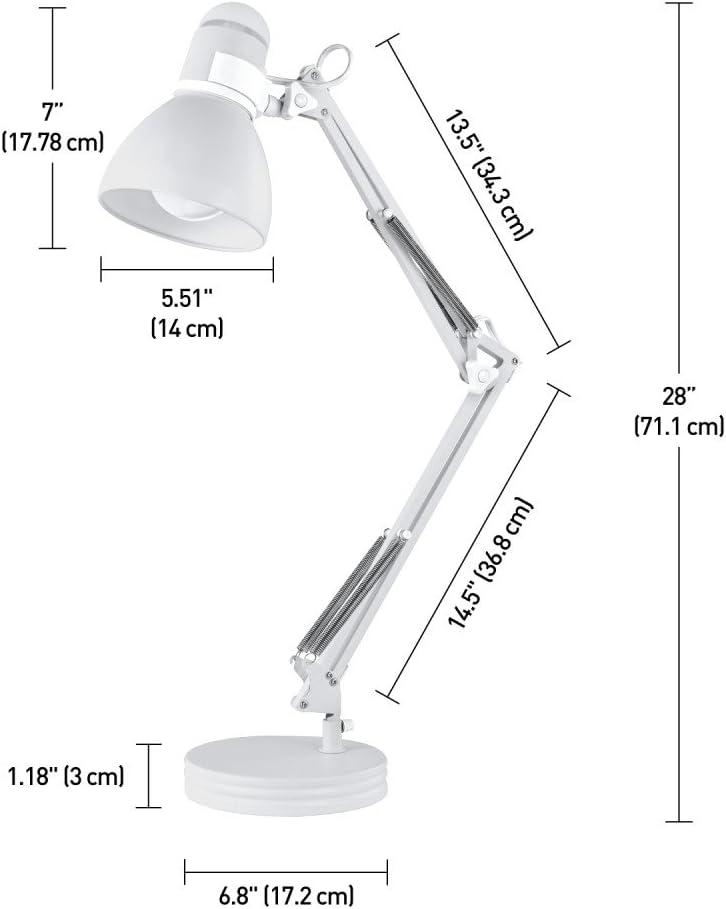 Adjustable 28" Matte White Swing Arm Kids' Desk Lamp