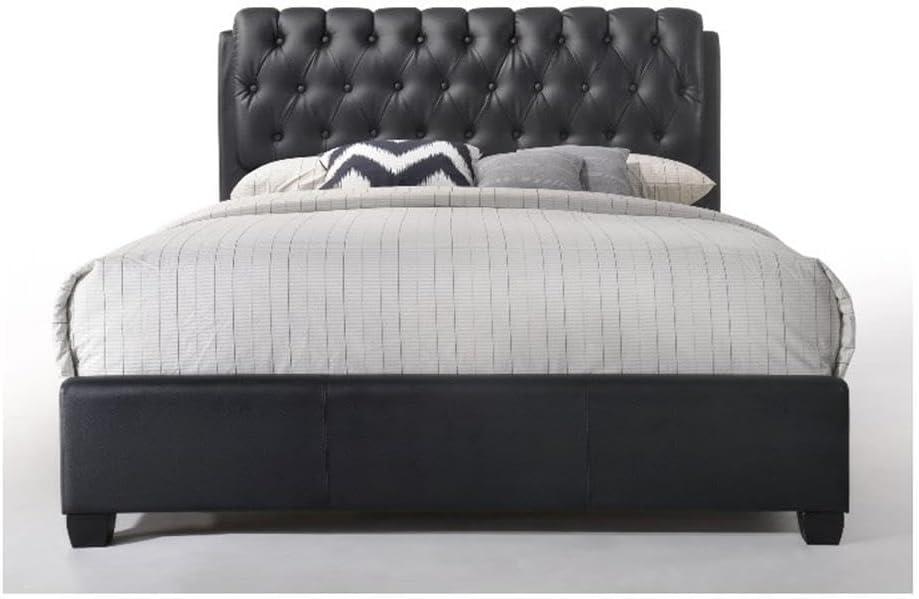 Black King Faux Leather Upholstered Storage Bed with Tufted Headboard