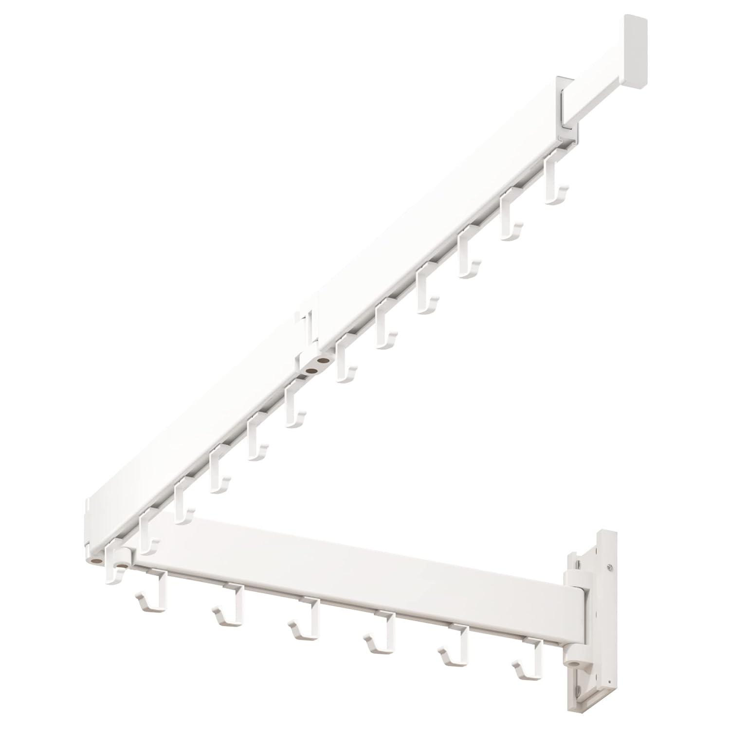 Dr.DJ Clothes Drying Rack for Laundry, Retractable Clothes Hanger Rack Wall Mounted Folding Indoor, Drying Rack, Space Saver Clothes Rack,Collapsible (Tri-Fold) with 18 J-Hooks Laundry Rack White