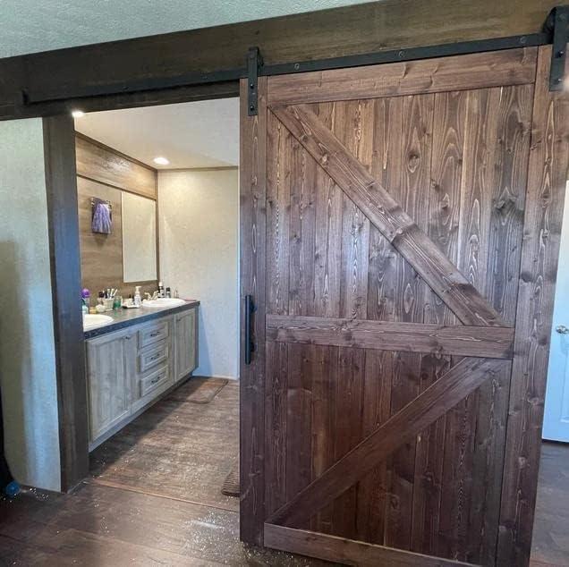 S&Z TOPHAND Paneled Wood Unfinished Barn Door with Installation Hardware Kit