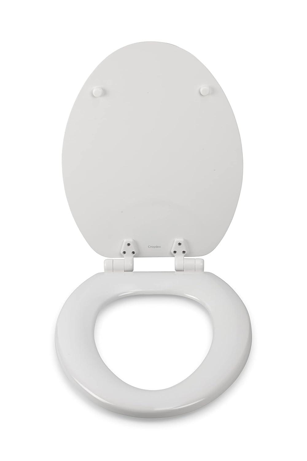 Croydex Steven Brown Artwork 19in Round Wood Toilet Seat, Colorful Giraffes Design