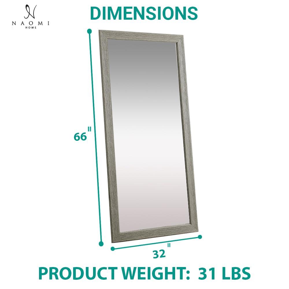 Rustic Green-Gray Full Length Wood Floor Mirror