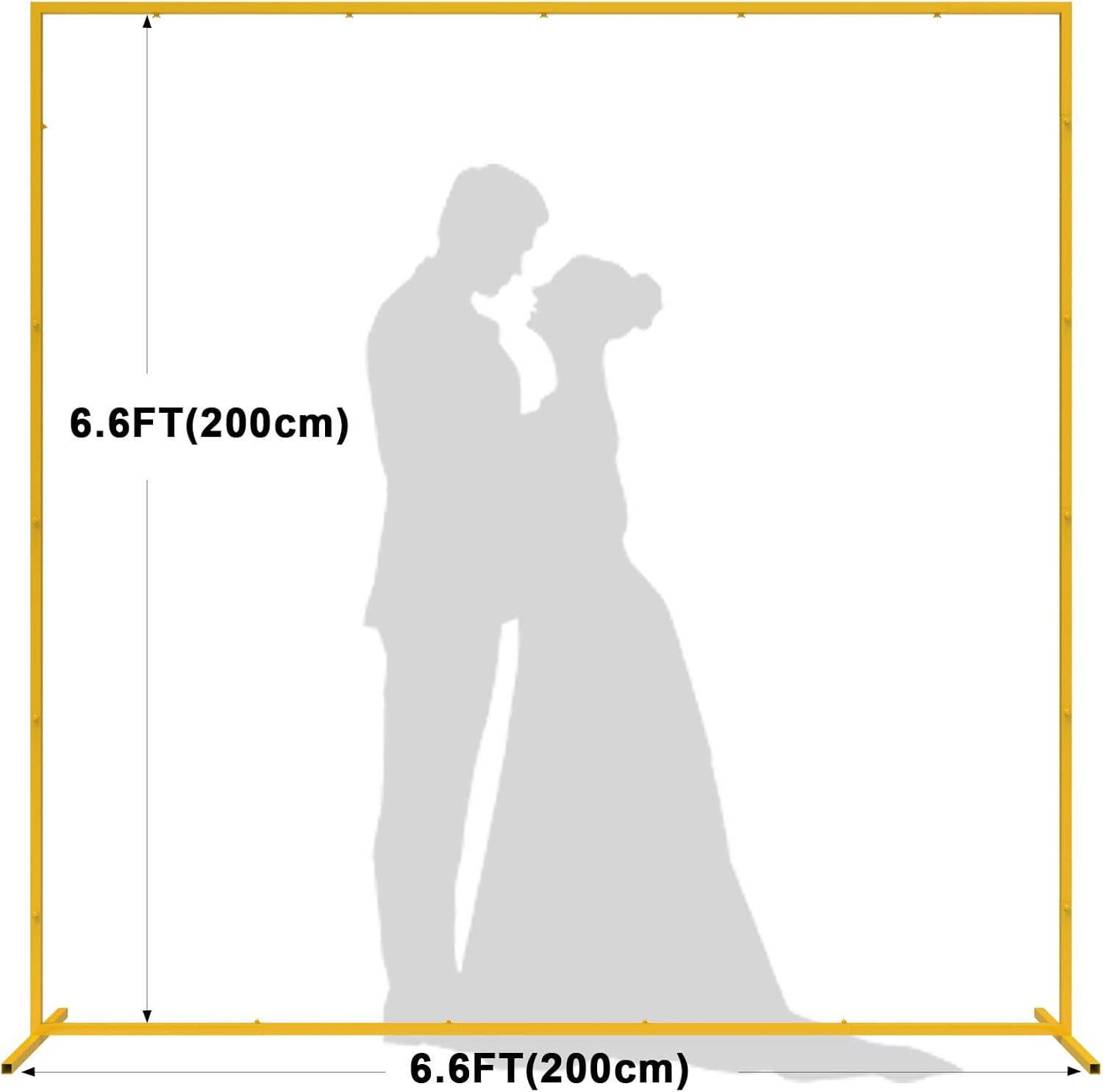 Wedding Arch Backdrop Stand, 6.6x6.6 FT Gold Wedding Arches for Ceremony Square Metal Balloon Arch Stand Garden Arbor Frame for Wedding Birthday Party Baby Shower Photo Booth Background Decoration