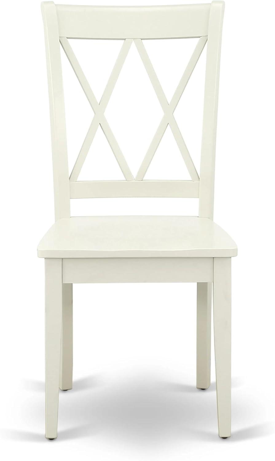 East West Furniture Antique 3-piece Dining Set with X-back Chair in Linen White