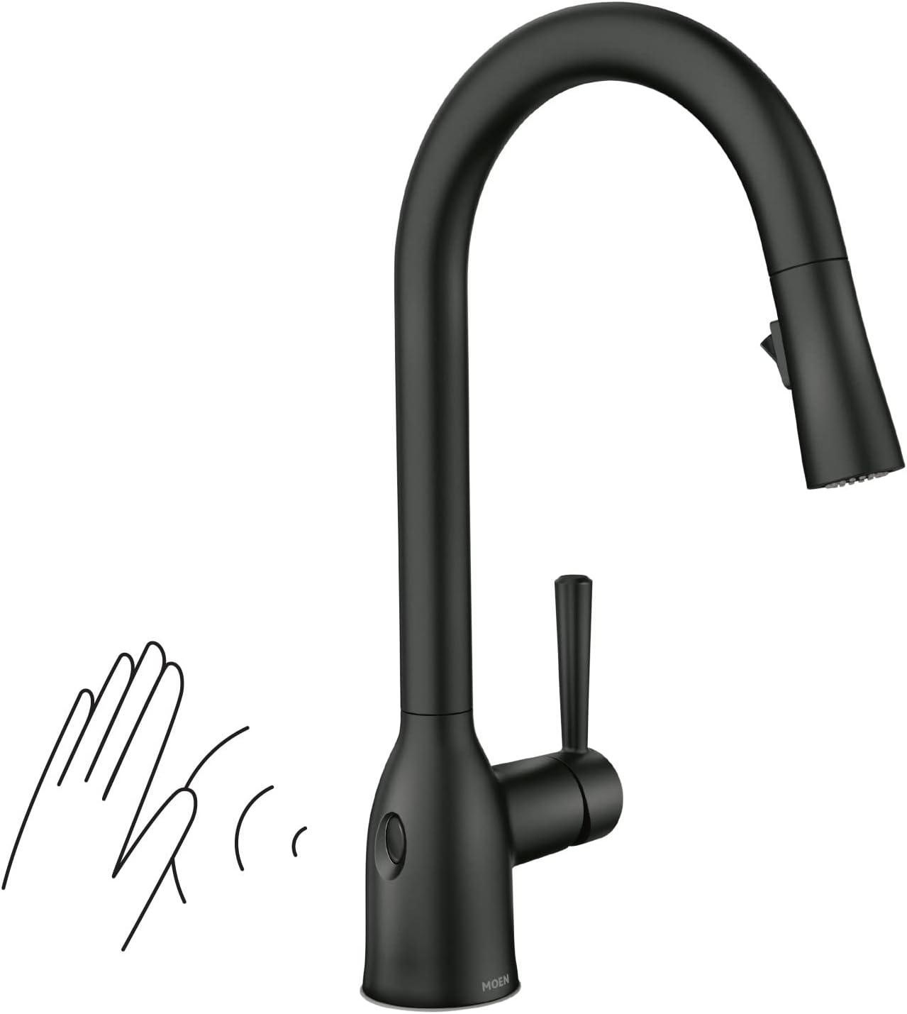 Adler Matte Black Touchless Pull-Down Kitchen Faucet