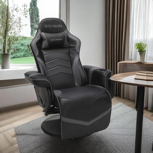 Gray Racing Style Gaming Recliner with Footrest and Cup Holder