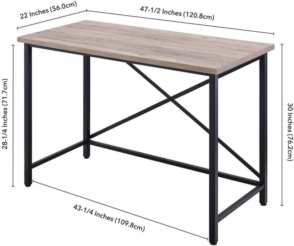 Martina 47" Black and Gray Oak Wood Desk