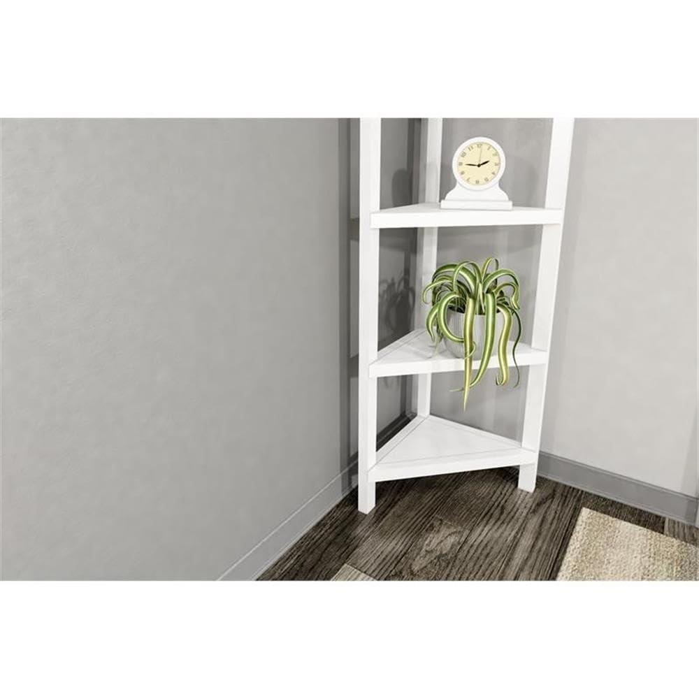NewRidge 4-Tier Corner Wooden Bookcase White