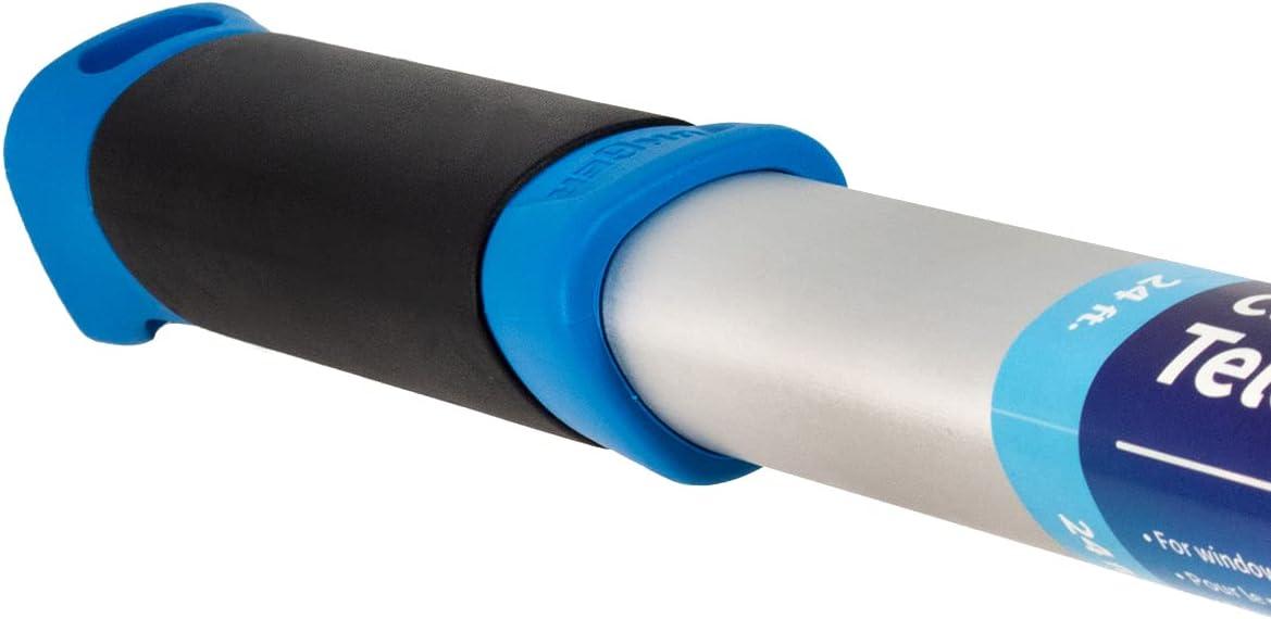 Unger Professional Connect and Clean 6’-12’ Aluminum Telescopic Extension Pole with Locking Cone and Quick-Flip Clamp, Compatible with Cleaning Tool Attachments, Indoor and Outdoor Use