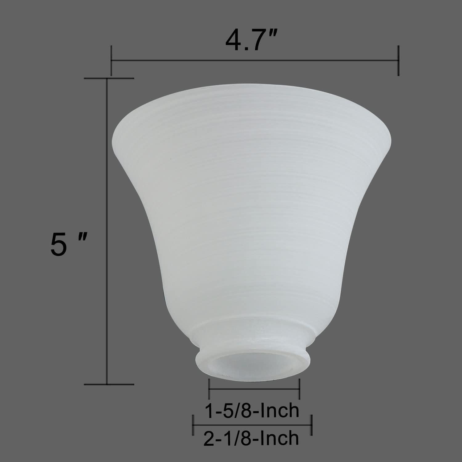 2 Pack White Frosted Spiral Textured Glass Lamp Shades, Bell Shaped Light Fixture Replacement Globe or Cover with 2-1/8-Inch Fitter for Ceiling Fan Light Chandelier Wall Sconce G0075
