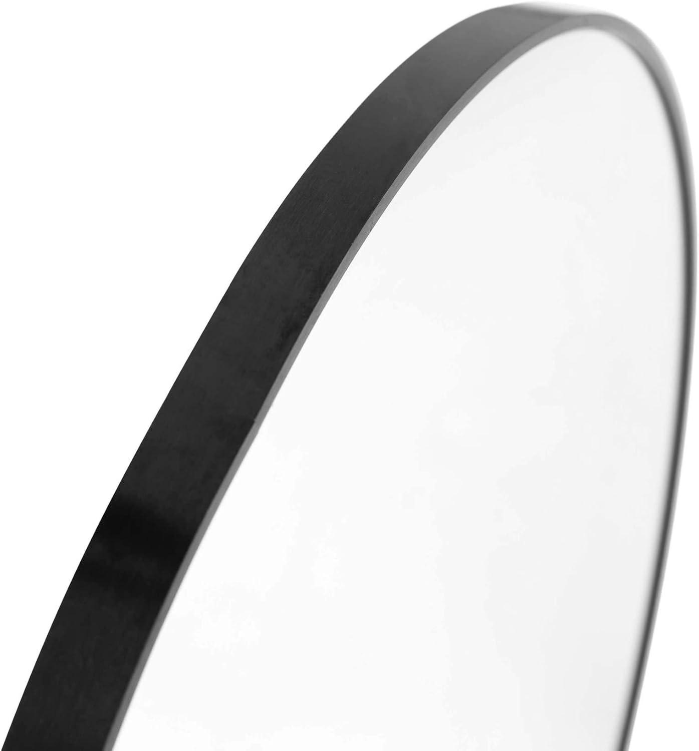 Flash Furniture Modern Round Wall Mounted Mirror, Black