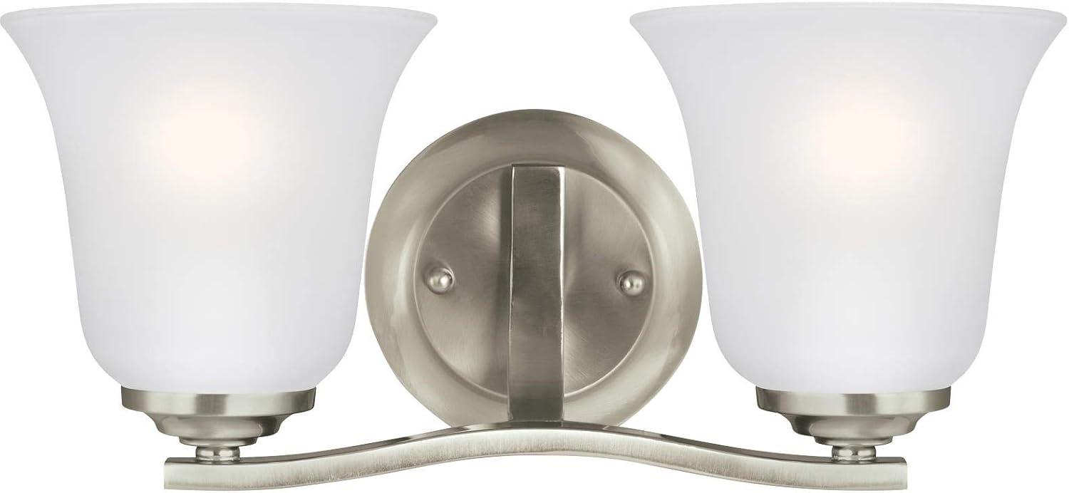 Brushed Nickel 2-Light Wall Sconce with Satin Etched Glass