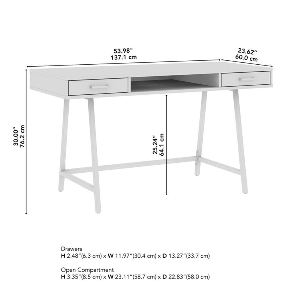 Steele 54W Writing Desk in Pure White Oak by Bush Furniture - Engineered Wood
