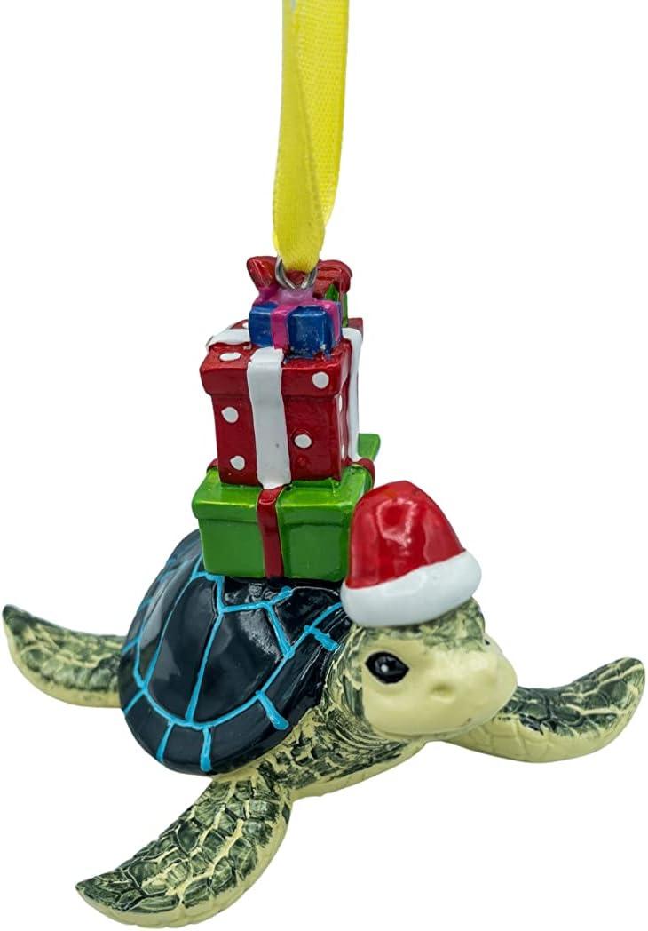 Blue Sea Turtle Coastal Resin Christmas Tree Ornament