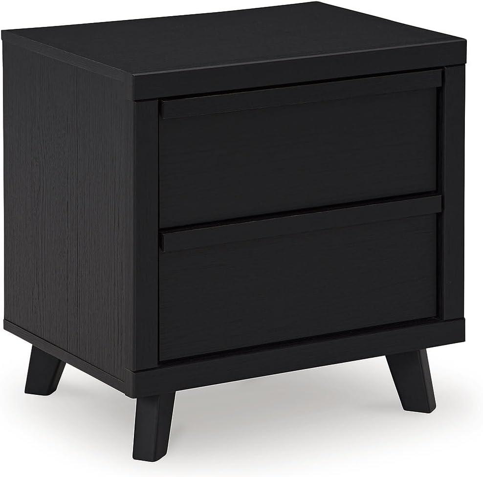 Signature Design by Ashley Danziar Modern 2 Drawers Nightstand with USB & Qi Charging Options, Black