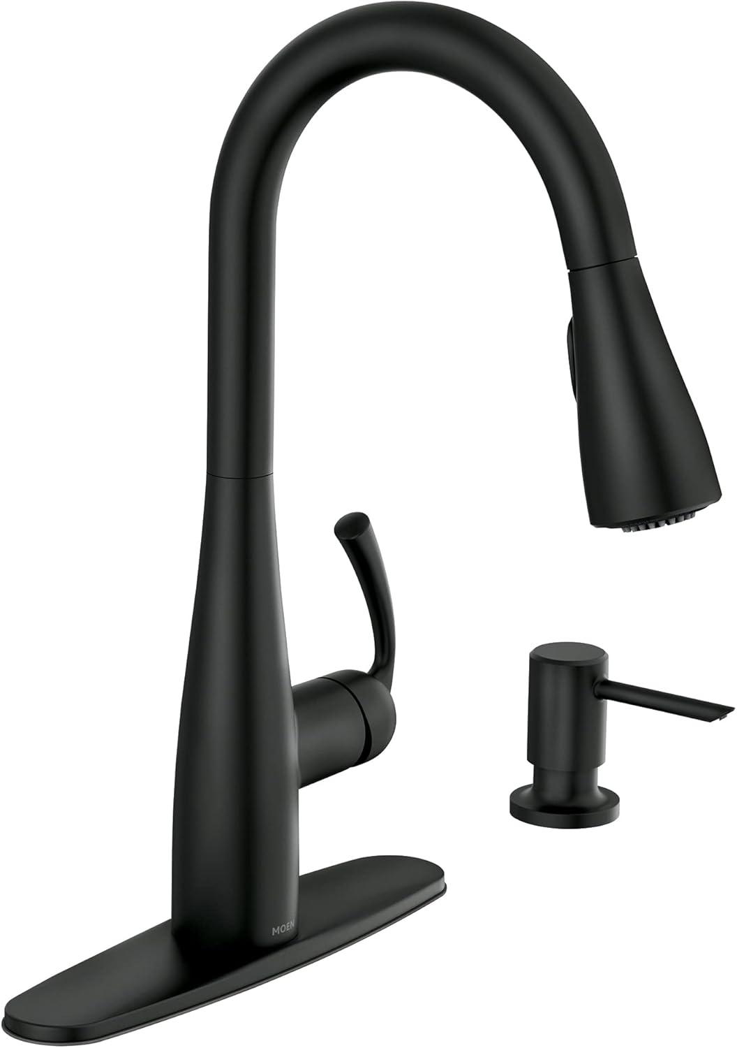 Matte Black Pull-Down Sprayer Kitchen Faucet with Soap Dispenser