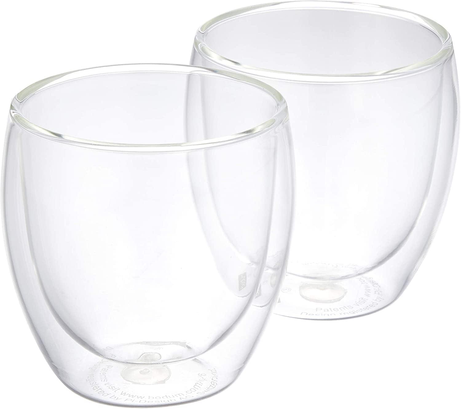 Clear Borosilicate Glass Double Wall Insulated 250 ml Cups - Set of 2