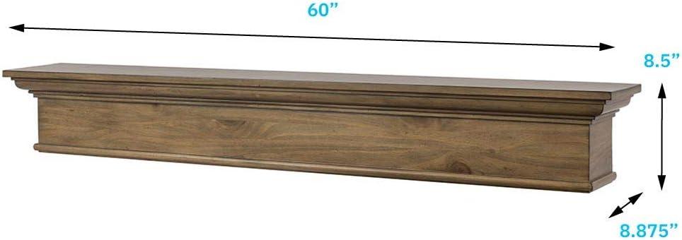 Mantels Direct Bellamy 60" Decorative Wood Fireplace Mantel Shelf - Vintage Ash