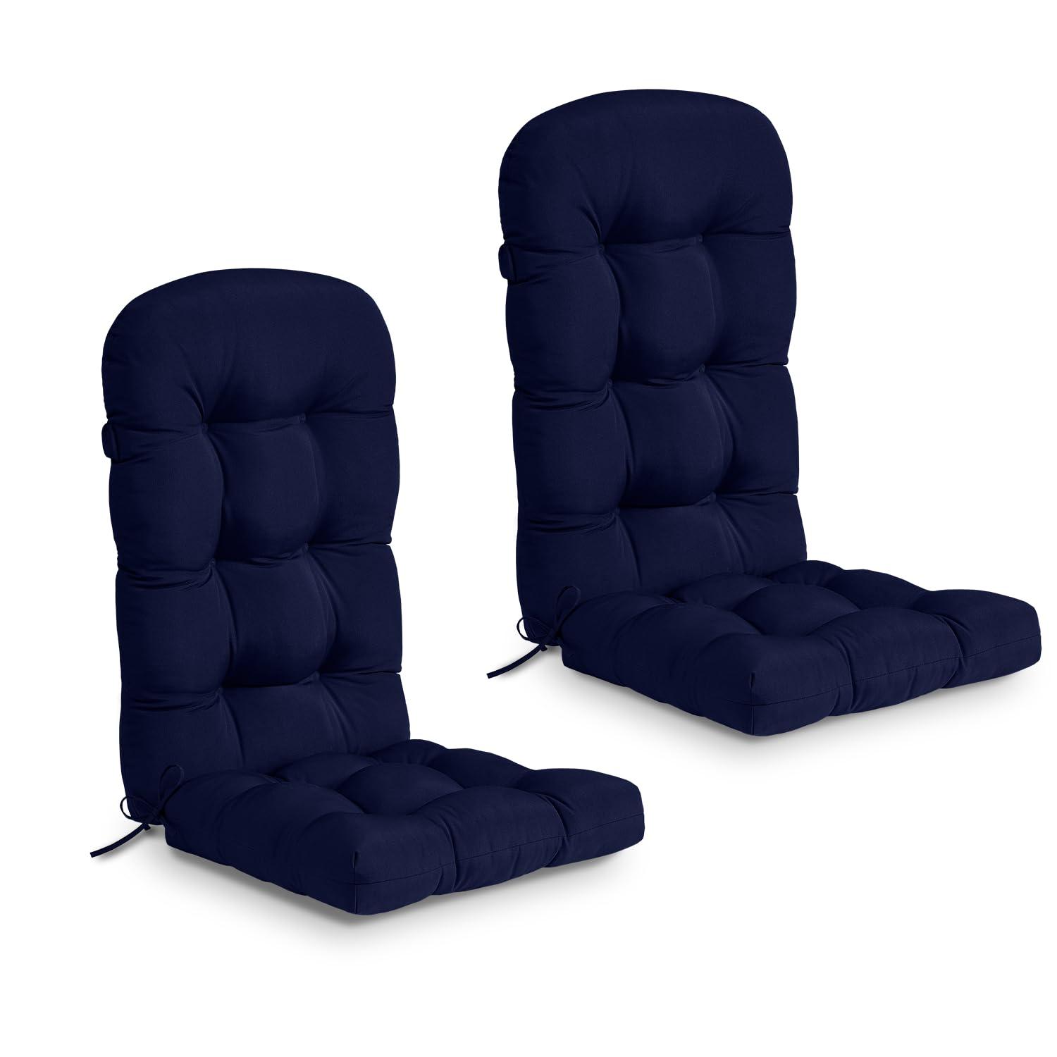 Crestlive Products Adirondack Style Patio Outdoor Chair Cushion for Adirondack Chair or Lounge Rocking Chair - See picture 2-Piece Set, Navy Blue