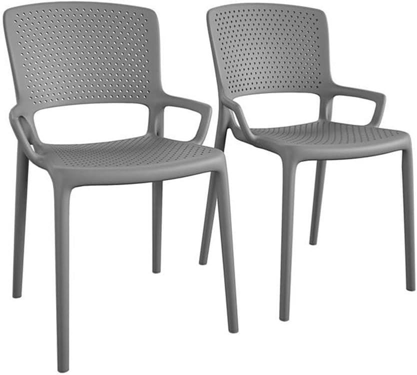 COSCO Outdoor/Indoor Stacking Resin Chair with Square Back and Arms