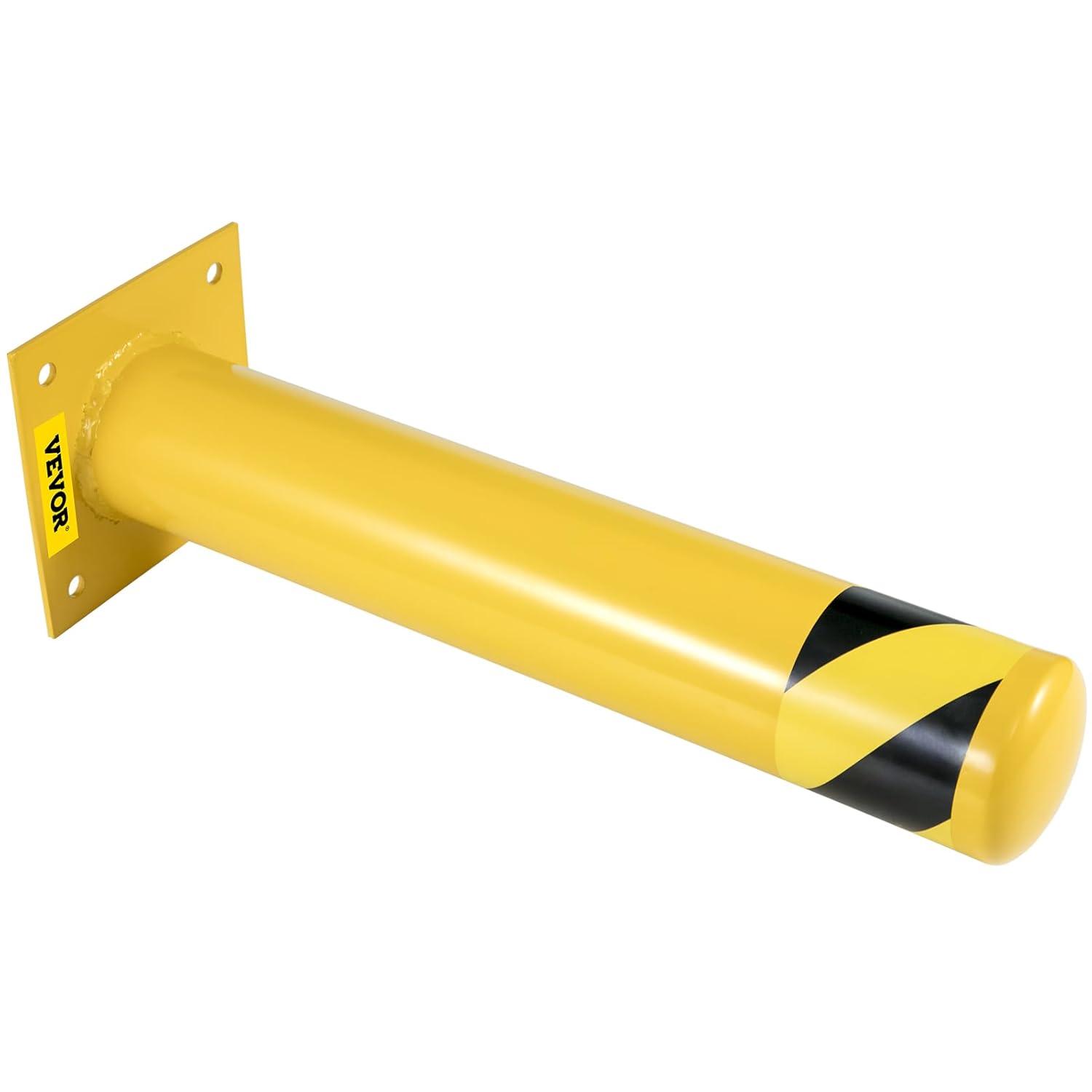 VEVOR Safety Bollard, 36 Inch Height Bollard Post, 5.5 Inch Diameter Steel Pipe Safety Bollard Post, Yellow Steel Bollard, Steel Safety Bollard with 8 Anchor Bolts, Perfect for Traffic-Sensitive Area