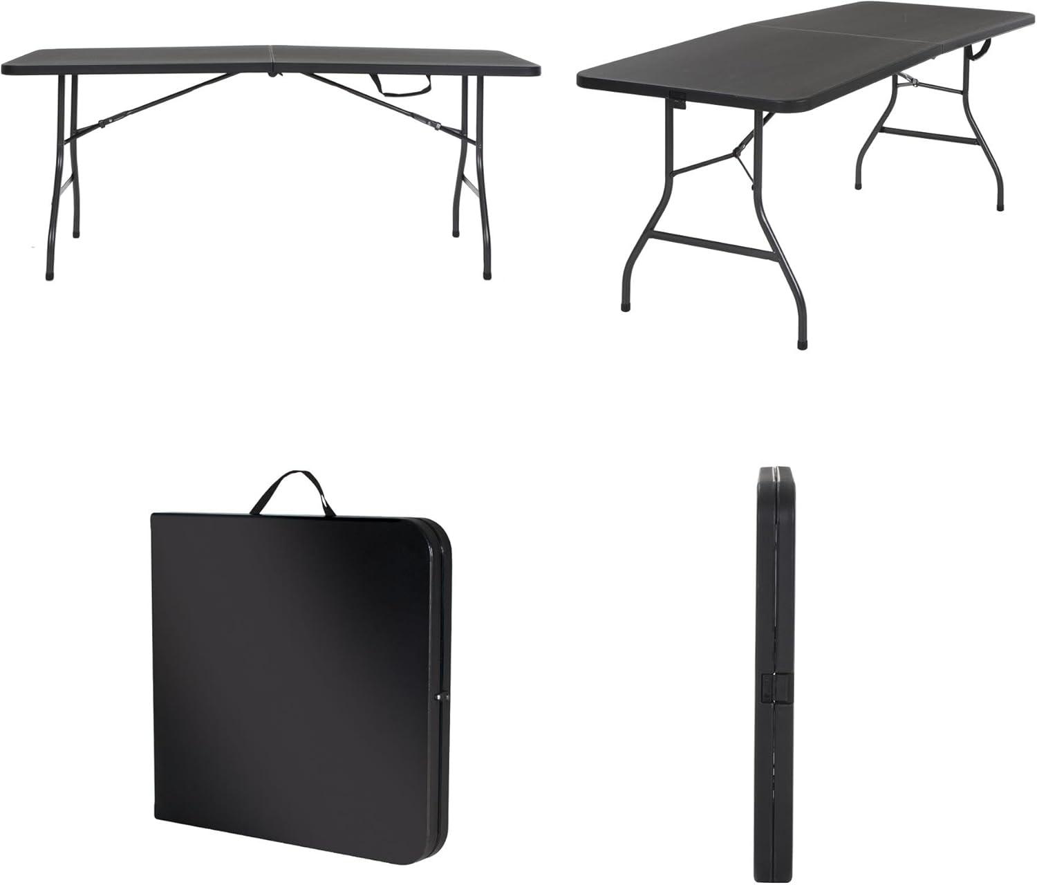 COSCO 6 ft. Fold-in-Half Banquet Table w/Handle, Black