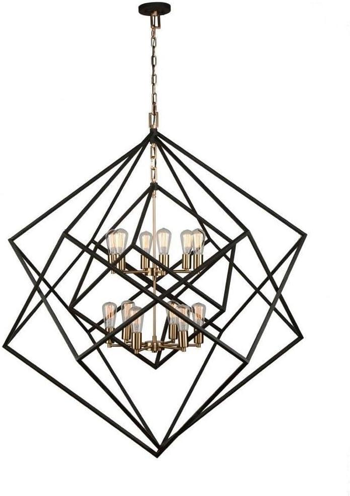 AC11112-Artcraft Lighting-Artistry - 12 Light Chandelier-Matte Black/Harvest Brass Finish    -Traditional Installation
