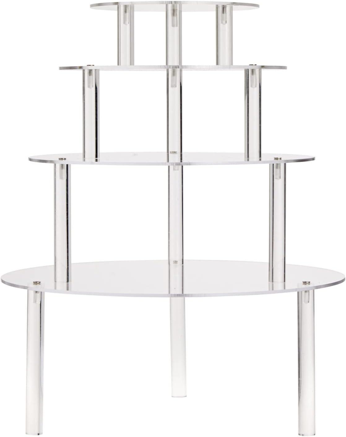 4 Piece Round Acrylic Cake Stand for Dessert Table, Clear Risers for Weddings, Birthday Parties, and Candy Bar (4 Sizes)