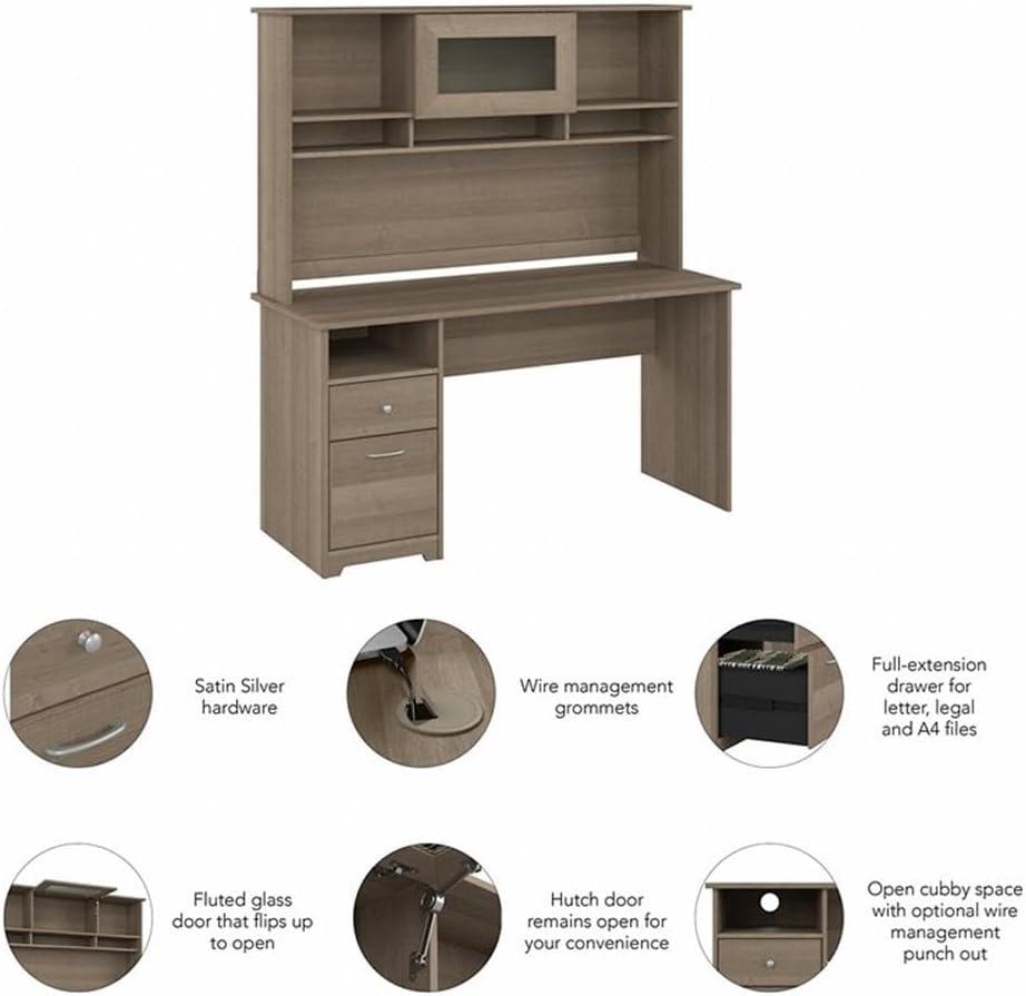 Bush Furniture Cabot 60" Computer Desk and Hutch, Espresso Oak