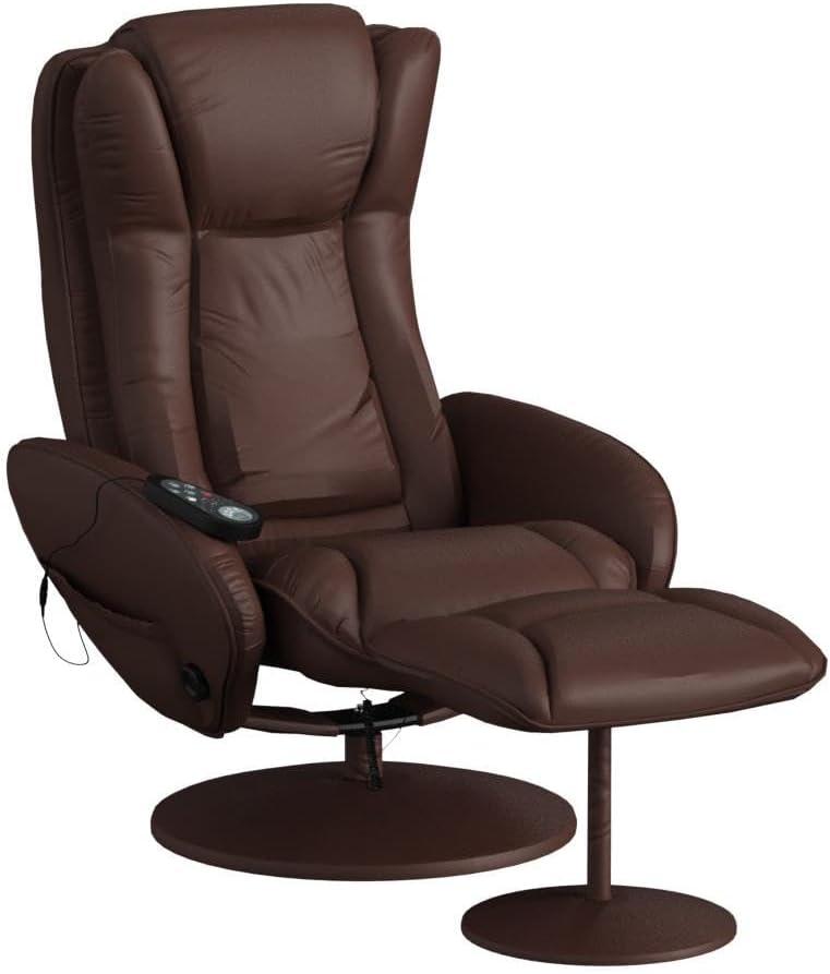 Best Choice Products Faux Leather Electric Massage Recliner Chair w/ Stool Ottoman, Remote Control, 5 Modes - Brown