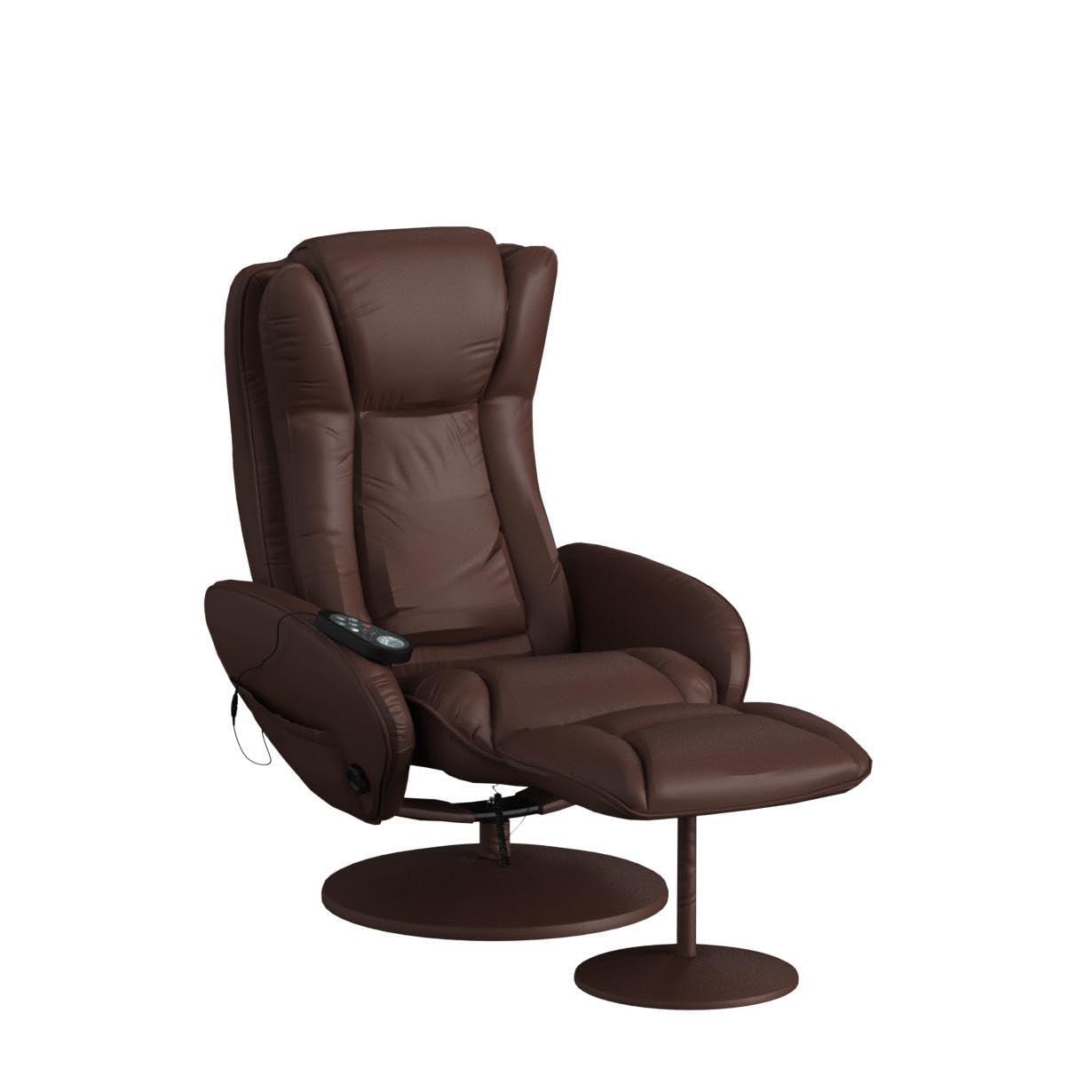 Best Choice Products Faux Leather Electric Massage Recliner Chair w/ Stool Ottoman, Remote Control, 5 Modes - Brown