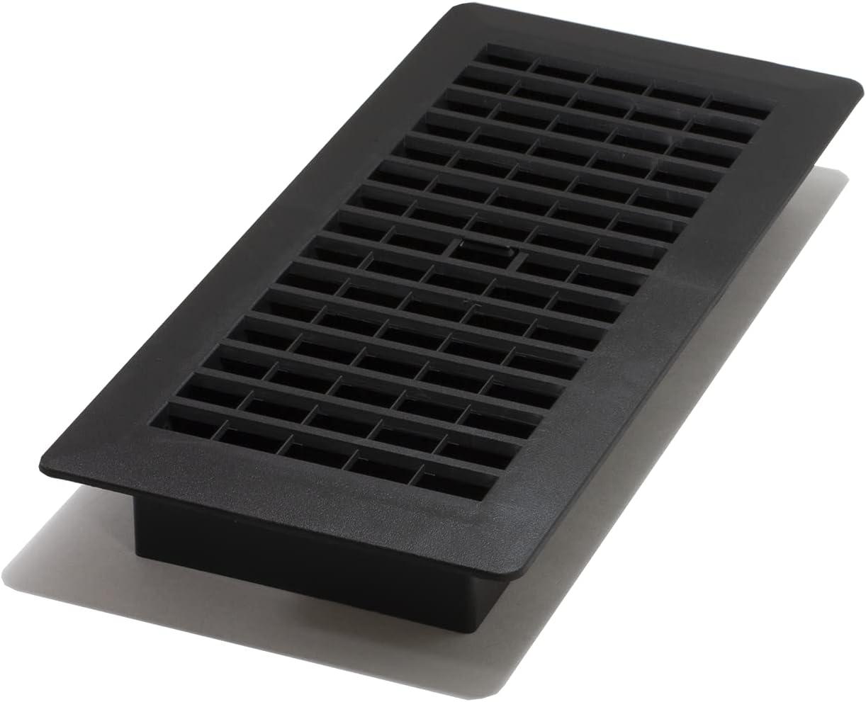 Black Rectangular Plastic Floor Register, 4x10 Inch