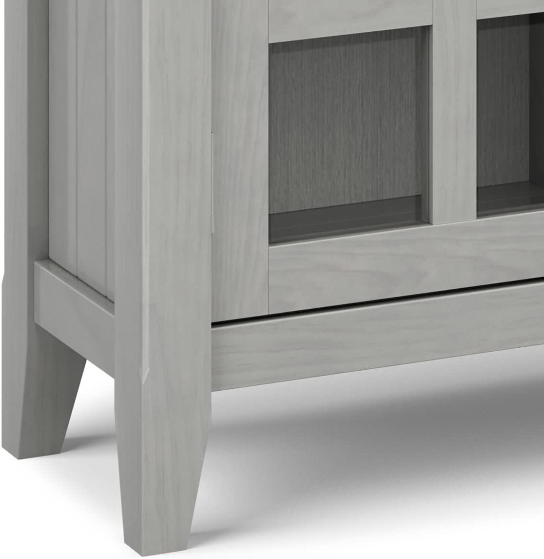Simpli Home Acadian 36"W Solid Wood 2-Shelf Entryway Storage Cabinet with Glass Doors and 2 Drawers