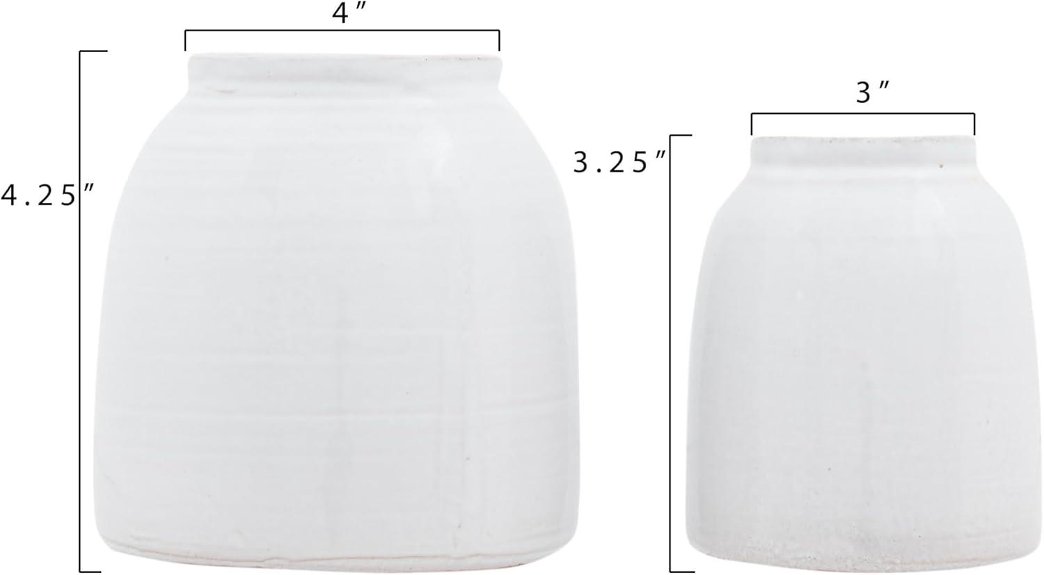 Creative Co-Op Decorative Terra-cotta Jar Vases, White, Set of 2