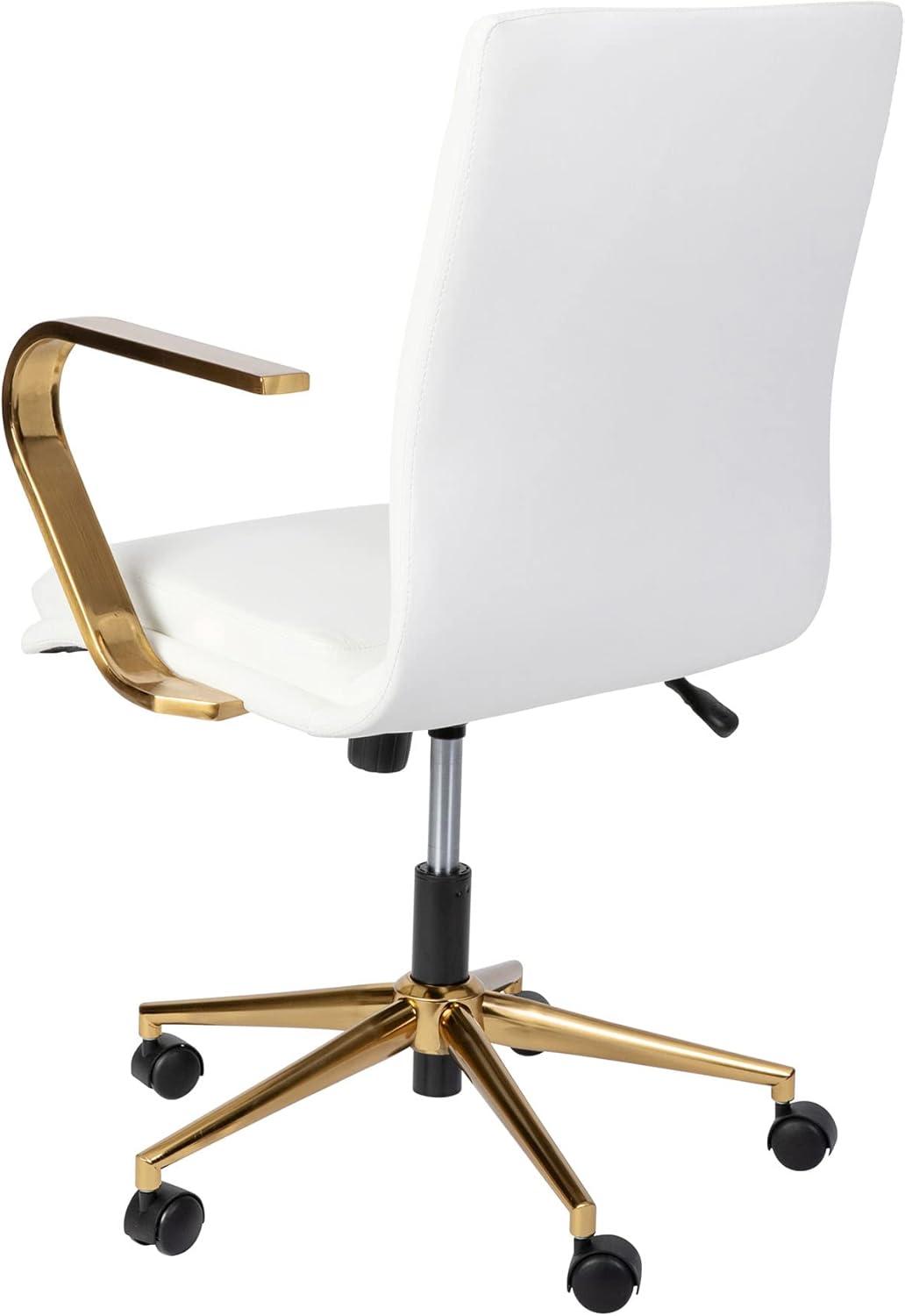 Flash Furniture James Mid-Back Designer Executive Upholstered Office Chair with Brushed Metal Base and Arms