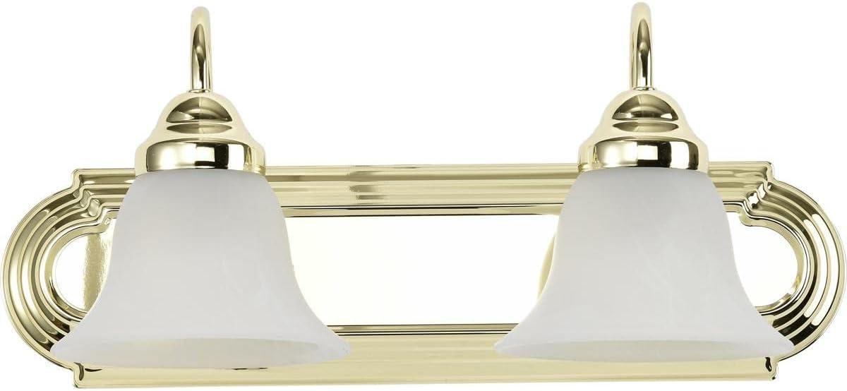 WIixle 60/328 Two Wall-Vanity Light Fixture, 2, Polished Brass/Alabaster Glass