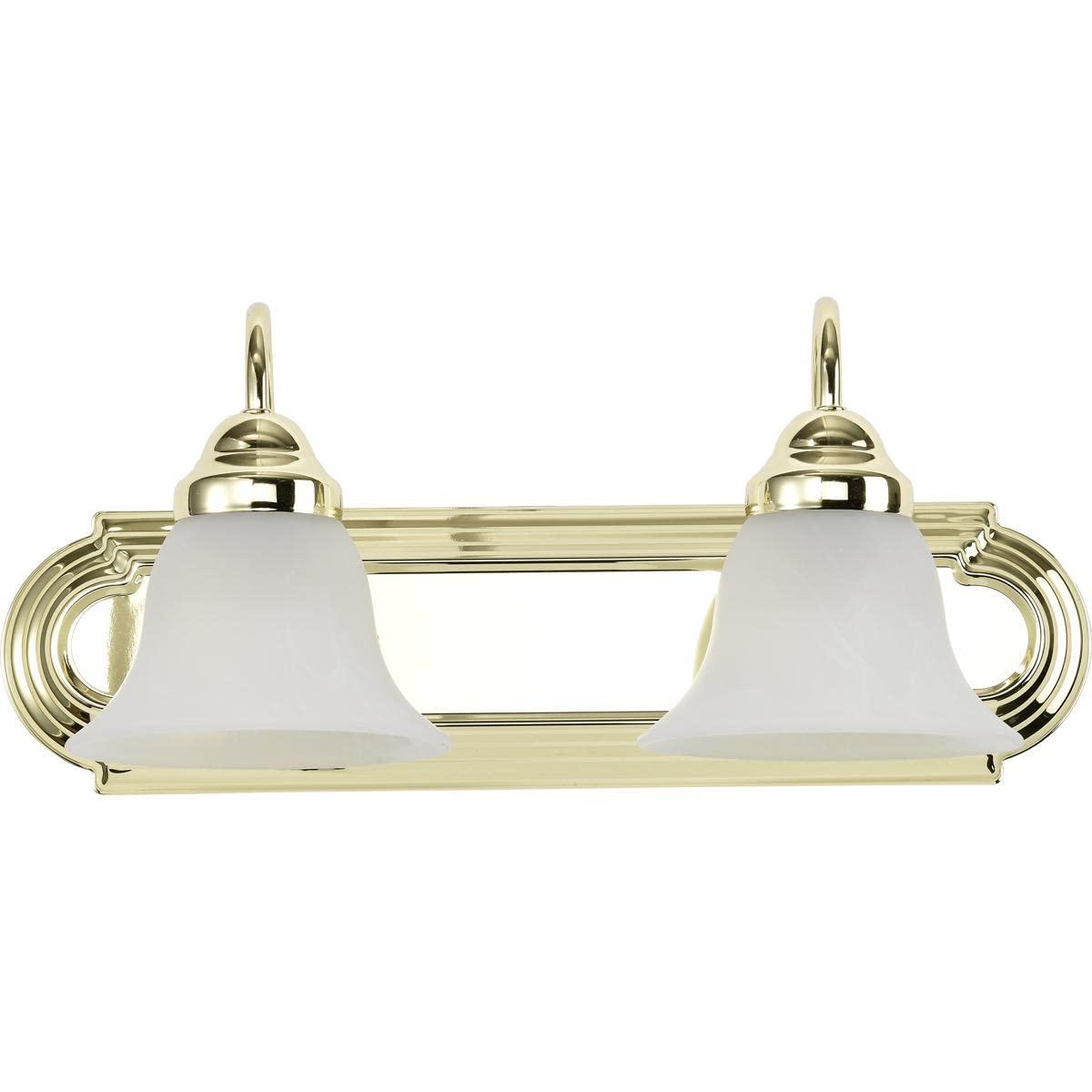 WIixle 60/328 Two Wall-Vanity Light Fixture, 2, Polished Brass/Alabaster Glass