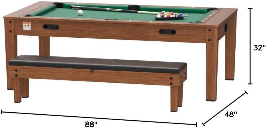 RACK Pool Tables Rack Luxor 7.5-Foot 4-In-1 Multi-Game Swivel Billiard/Pool Table (Blue Felt With 2 Bench)