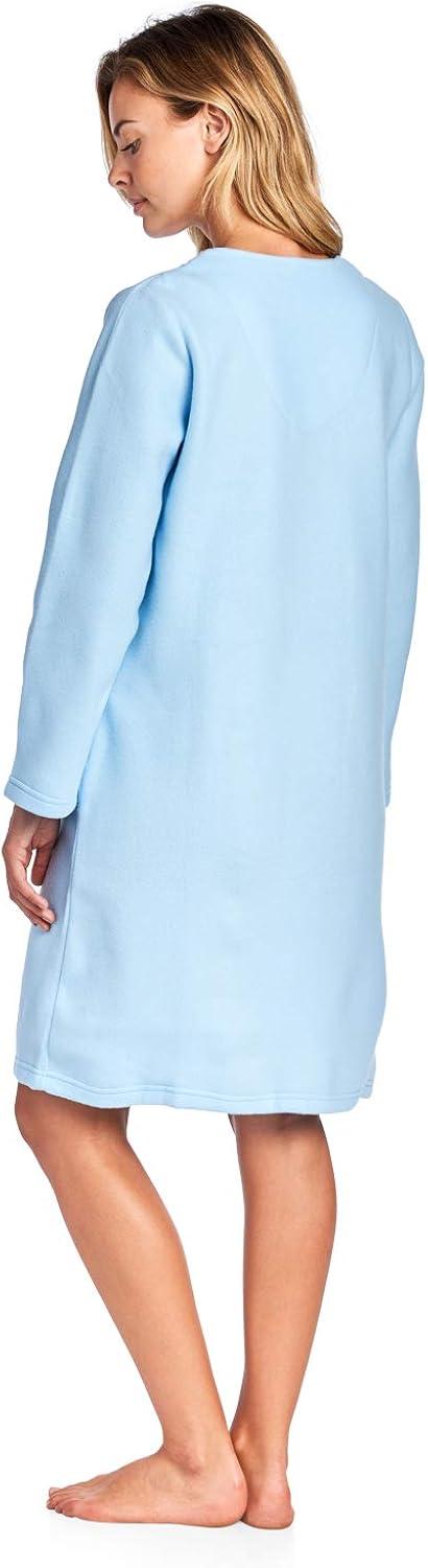 Women's Long Sleeve Zip Up Front Short Fleece Robe