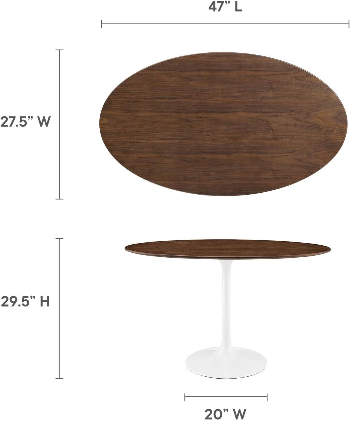 48" Lippa Oval Walnut Dining Table Walnut - Modway: Sleek Modern Pedestal, Seats 4