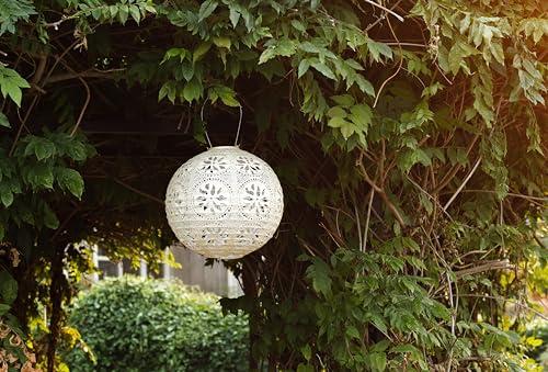 Stella Boho Globe Solar Lantern in Pearl - 18x14" Tyvek Outdoor Light