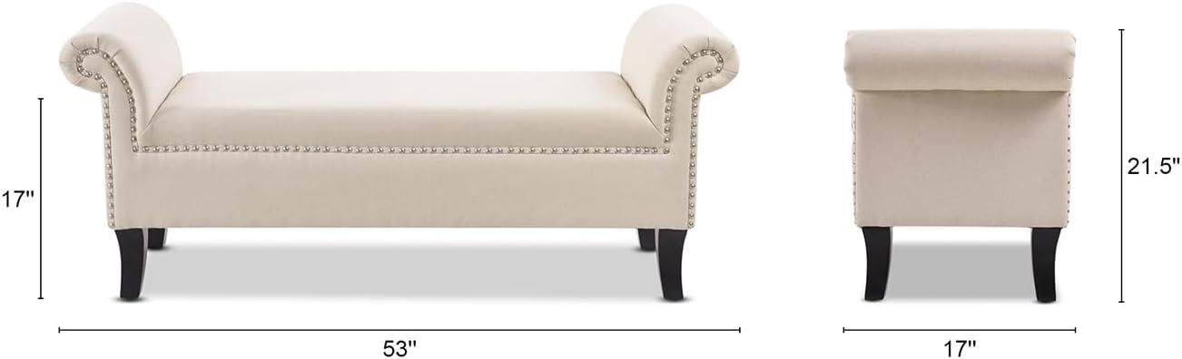 Kathy Roll Arm Entryway Accent Bench Sky Neutral