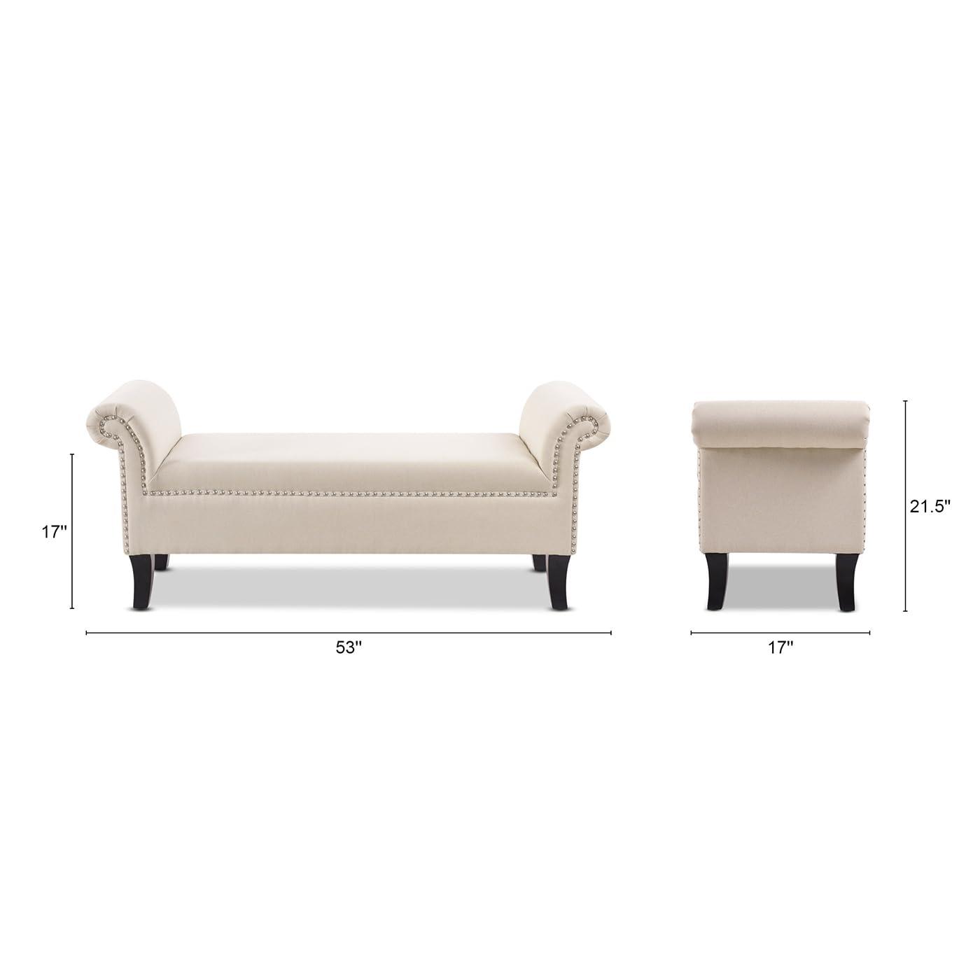 Kathy Roll Arm Entryway Accent Bench Sky Neutral