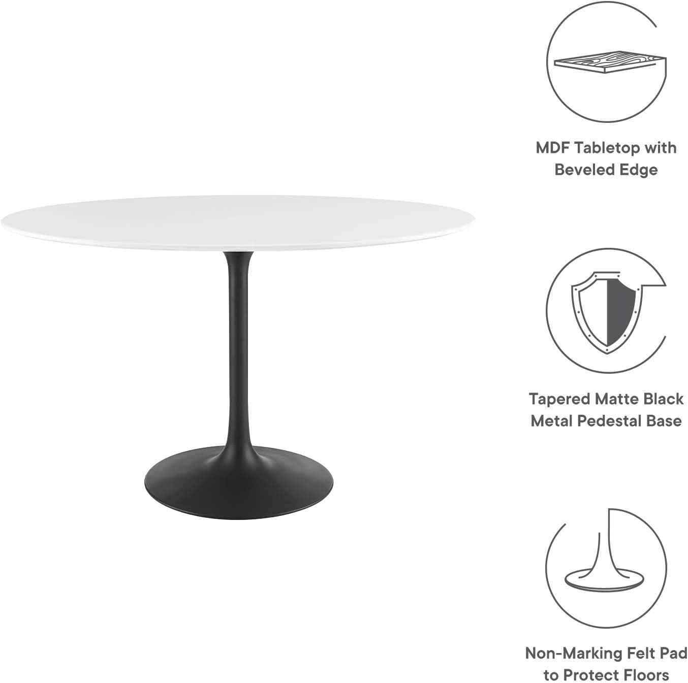 Modway Lippa Oval 48" Mid-Century Modern Dining Table in Black White